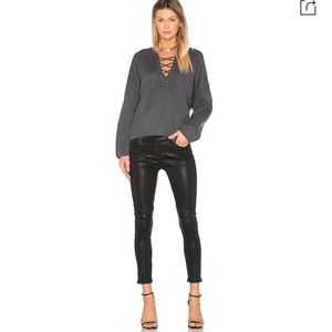 AGOLDE | Women’s Sophie  High Waist Crop Skinny Jeans In Black Leatherette | 27